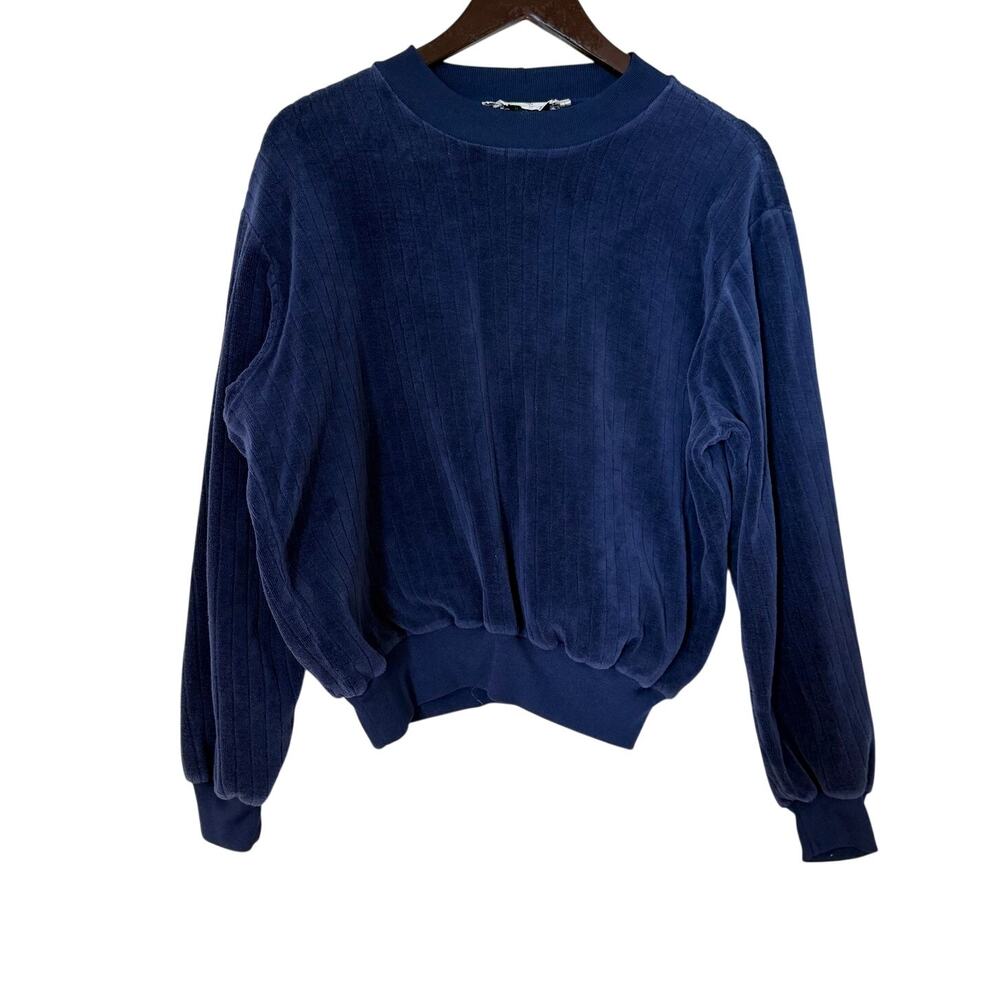 Vintage 80s Abercrombie & Fitch Navy Blue Velour Sweater